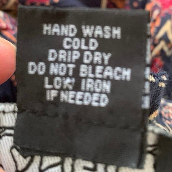 Angie Women Floral Smocked Blue Short Sleeve Mini Dress Western Boho Size Large - Picture 7 of 8